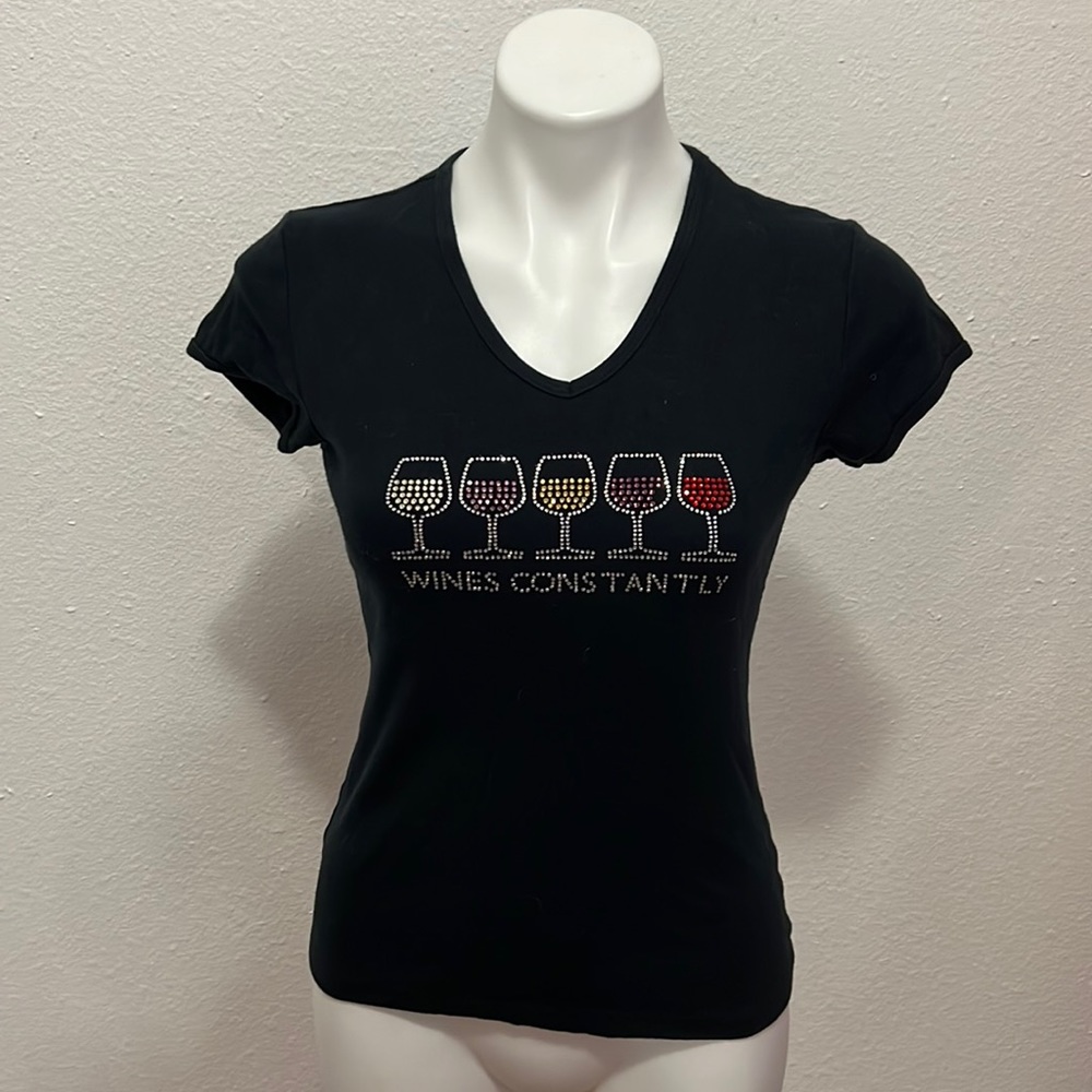 Wines Constantly Jeweled T shirt Sz S